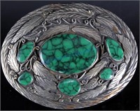 Navajo Sterling Silver & Turquoise Belt Buckle