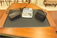 Adding machine & clock w/ desk protector