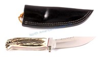 Custom Elk Horn Knife & Original Leather Sheath