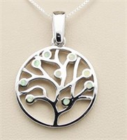 Sterling Silver Tree Of Life Opal Pendant