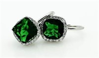 Cushion Cut 3.20 ct Emerald Earrings