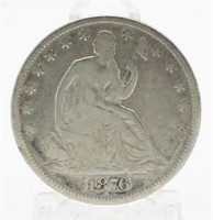 1876 Seated Liberty Silver Half Dollar