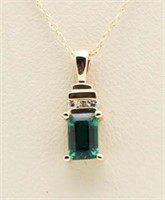 10kt Gold Emerald & Diamond Pendant