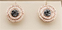 10kt Rose Gold Black & White Diamond Earrings