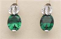 Oval 3.20 ct Emerald Designer Earrings