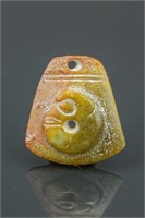 Chinese Archaistic Green Jade Carved Pendant