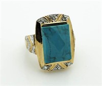 Genuine 11.50 ct Turquoise & Diamond Ring