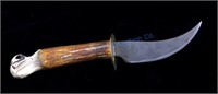 Custom Carved Antler Handle Eagle Knife