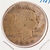 Coin 1934 S Peace Silver Dollar VG