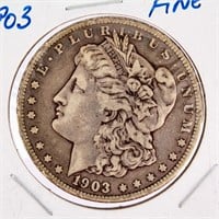 Coin 1903 Morgan Silver Dollar Graded FIne