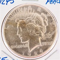 Coin 1924 S Peace Silver Dollar XF-AU