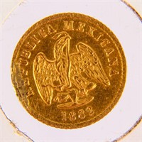 Coin 1882 Mexico Gold 1 Peso Coin