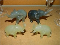4 Jade / Polished Stone Elephant Figurines