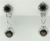 Smoky Quartz & Diamond Earrings