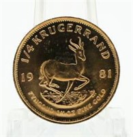 1981 South Africa 1/4 Oz. Gold Krugerrand