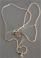 14K YELLOW GOLD NECKLACE WITH DIAMOND PENDANT,