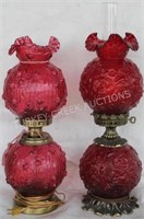 2 EMBOSSED FENTON CRANBERRY GLASS GONE WITH THE