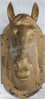 19TH C. CAST IRON HORSE HEAD TRADE SIGN, GOLD