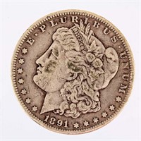 Coin 1891 P Morgan Silver Dollar Fine W/ Details