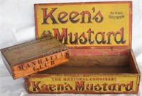 2 OLD ADVERTISING BOXES, KEEN'S MUSTARD 5" H, 21"