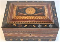 19TH C. INLAID BOX WITH LITTLE GIRL MEDALLION,