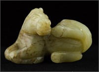 Chinese White Jade Carved Horse Figure