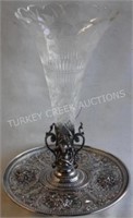 ORNATE 19TH C. FRENCH SILVER PLATED EPERGNE WITH
