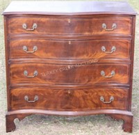 QUALITY INLAID MAHOGANY SERPENTINE FRONT CHEST,