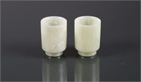 Pair of Chinese White Jade Cups