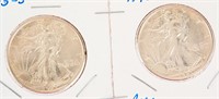 Coin 2 Walking Liberty Half Dollars 1943 P&S AU