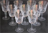 SET OF 9 WATERFORD WATER GOBLETS 1 WITH SMALL RIM