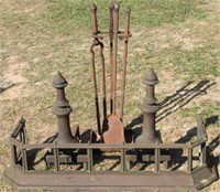 HEAVY LATE 19TH C. FIREPLACE SET TO INCLUDE