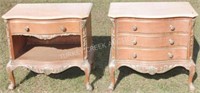 TWO 20TH C. PINK MARBLE TOP STANDS, 1 WITH 3