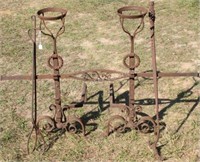 LATE 19TH C. WROUGHT IRON ANDIRONS WITH BAR,