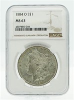 1884-O MS63 Morgan Silver Dollar