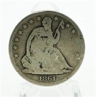 1861-S No Motto Seated Liberty Silver Half Dollar