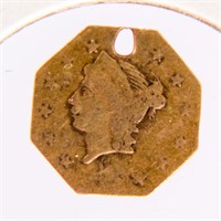 Coin 1/4 Dollar California Gold Coin 1870
