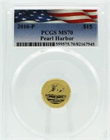 2016 MS70 Pearl Harbor $15 Gold Piece