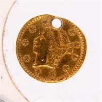Coin 1/4 Dollar Holed California Gold Token