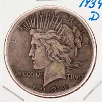 Coin 1934 D Peace Silver Dollar Fine