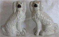 PAIR 19TH C. STAFFORDSHIRE DOGS, 13 1/2" H, GOOD