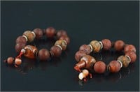 Pair of Chinese Agate Bracelets
