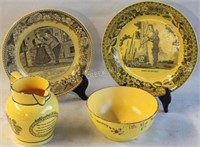 LOT OF 4 PCS. 19TH C. CANARY LUSTER TO INCLUDE 5"