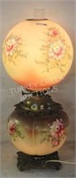 19TH C. GONE WITH THE WIND LAMP, ORIGINAL BASE &