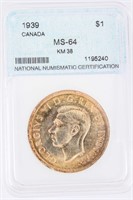 Coin Canadian 1939 Silver Dollar
