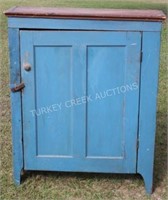 19TH C. BLUE PAINTED 1 DOOR CUPBOARD, WITH