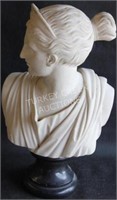 19TH C. CARVED MARBLE BUST, CLASSICAL FIGURE,
