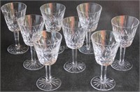 SET OF 8 WATERFORD WATER WINE GLASSES, 6" H
