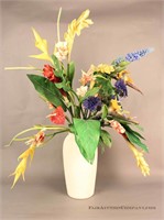 Colorful Faux Flowers in White Vase