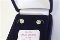 14kt gold genuine diamond earrings